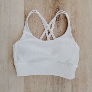 lululemon Energy Longline Ribbed Bra, Size 6, White